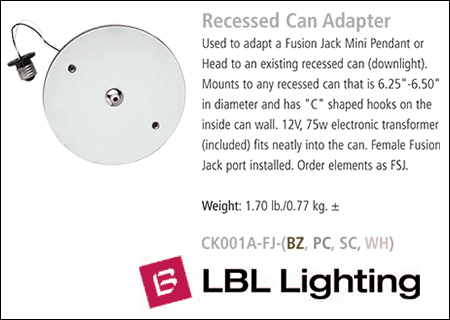 LBL Recessed Can Adapter